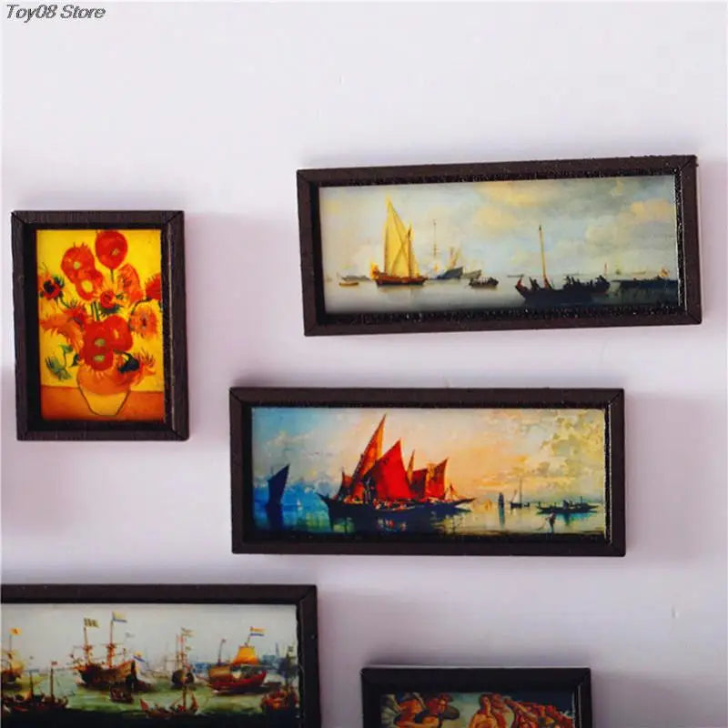 cadre mural classique peintures nuit étoilée mona lisa fleurs bateaux