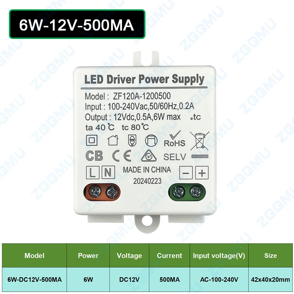 alimentation led 12v 24v 6w 10w 12w blanc moderne compact deux boutons deux bornes