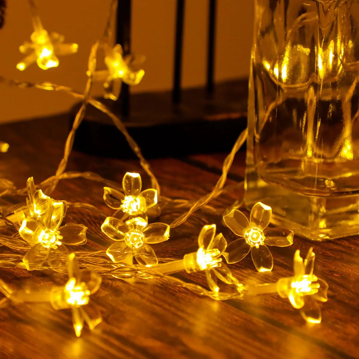 guirlande lumineuse fleurs blanc jaune multicolore moderne led auto alimentée imperméable decoration mariage