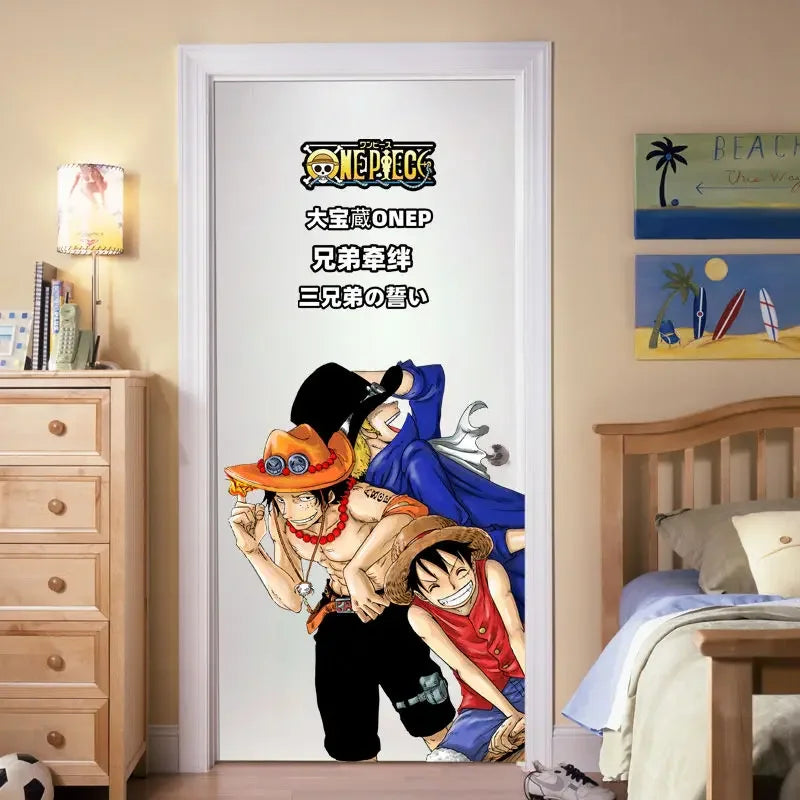 autocollant mural one piece luffy zoro personnages animés multicolore cartoon décoration chambre PVC
