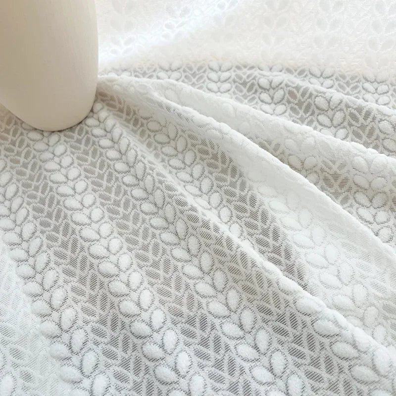 rideau blanc moderne motif feuilles opaque fenêtre salon chambre maison décoration intérieure