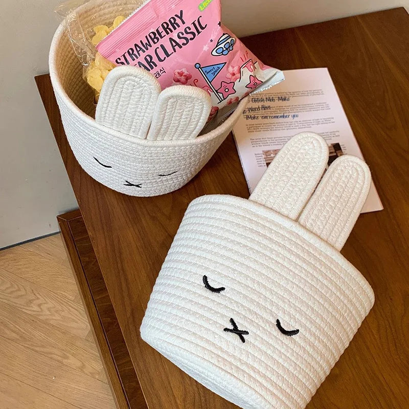 panier tressé mignon miffy blanc rangement cosmétiques dessin animé japonais