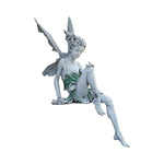 statues fées jardin extérieur résine vert gris blanc ailes translucides robe feuillue classique romantique