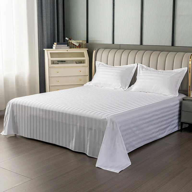 drap plat coton rayures horizontales blancs chambre classique confort lit élégant 100% coton geometrique