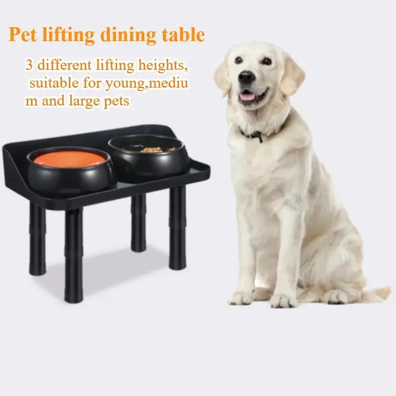 table manger animaux noir moderne deux bols réglable hauteur minimaliste chiens chats