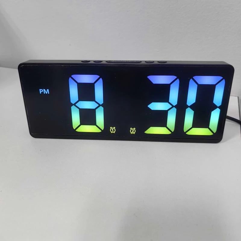 horloge numérique moderne affichage LED noir quartz détecteur vocal 12H 24H