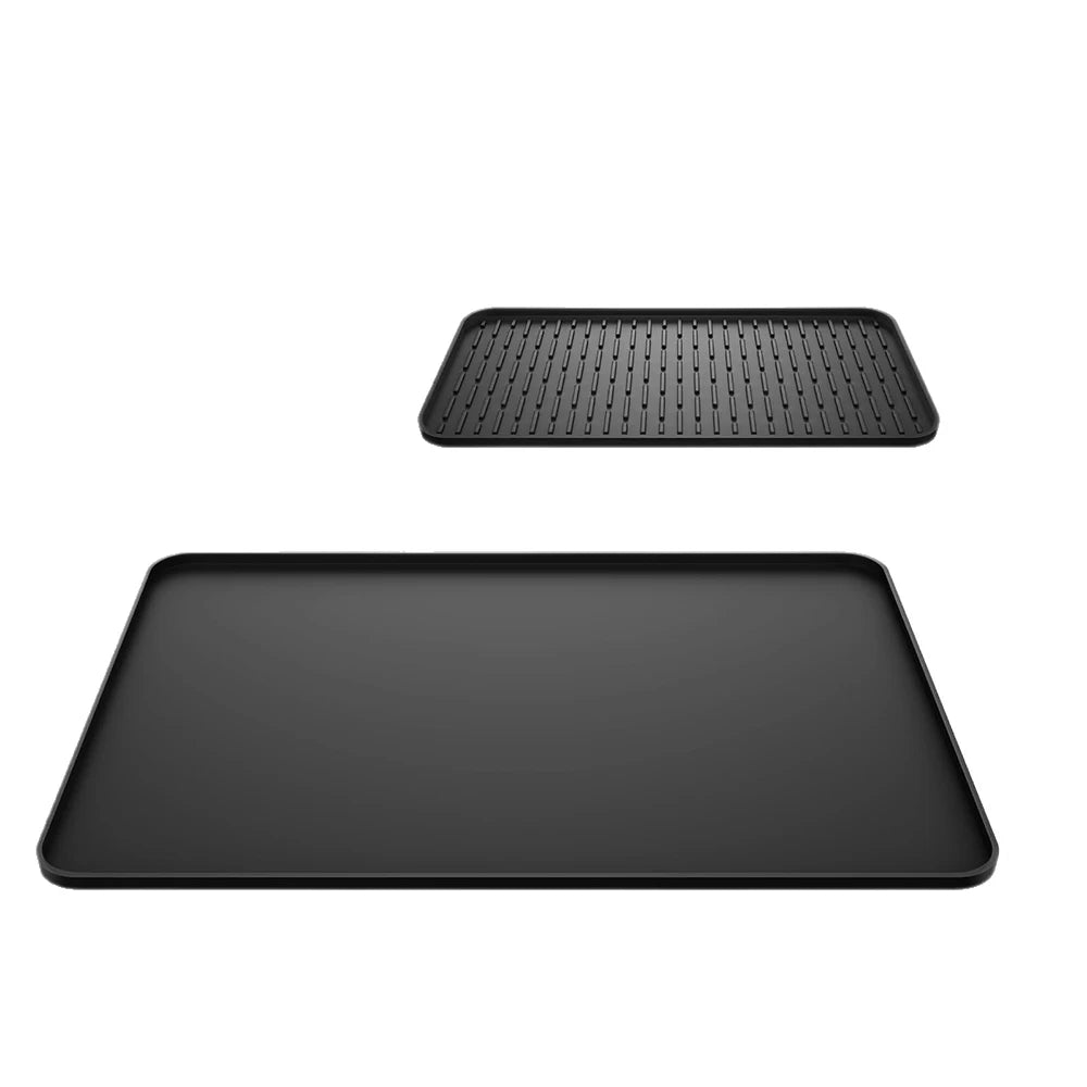 tapis séchage vaisselle silicone moderne noir surface rugueuse adhésif tasses assiettes couverts