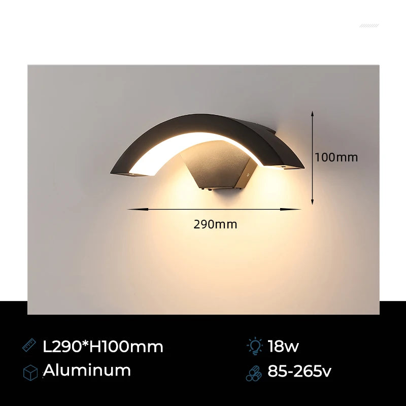 applique murale moderne led ip65 étanche noir contemporaine capteur mouvement 18w 24w cool warm