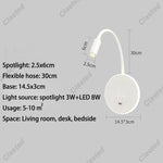 lampe murale flexible moderne noir blanc éclairage cuisine salle manger prise électrique led.angle réglable