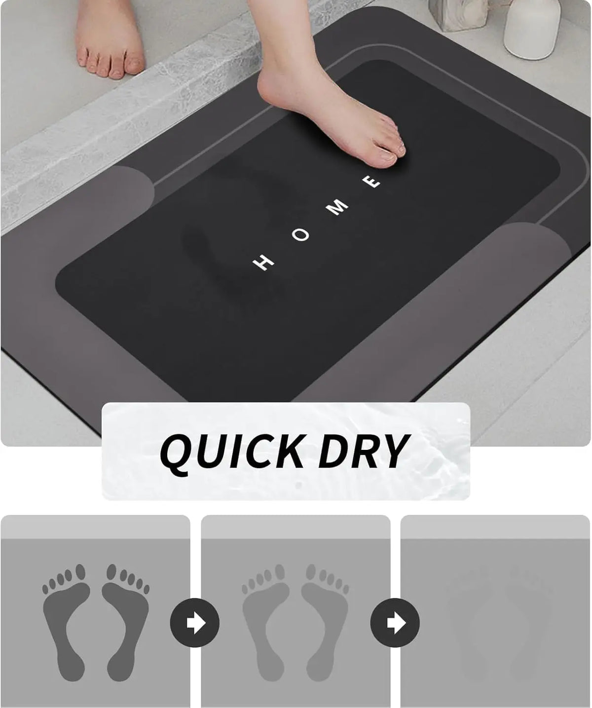tapis bain moderne gris noir texte antidérapant salle bain maison