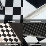 Cette image met en avant les principales caractéristiques d'un produit, notamment l'impression 3D, le rembourrage moelleux, le bord de finition élégant et la semelle antidérapante, afin de mettre en valeur les avantages de ce produit.