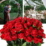 bouquet roses artificielles blanc rouge feuilles vertes classique decoration maison anniversaire saint valentinintérieur