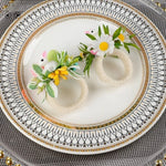 anneau serviettes pâques fleurs pissenlit oreilles lapin printemps décoratif blanc vert jaune rose