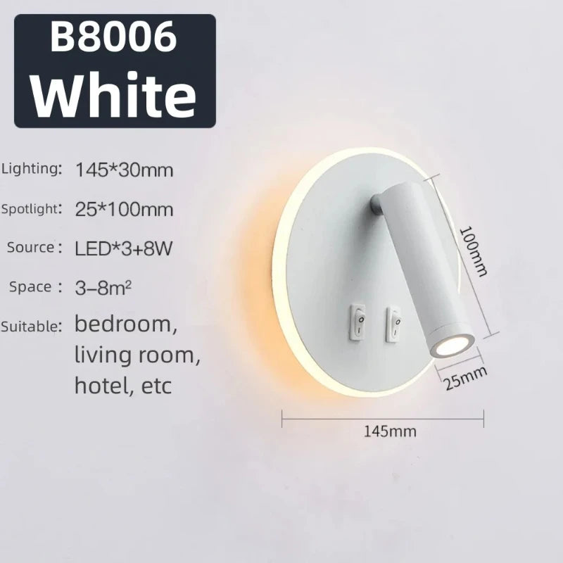 lampe murale moderne led noir blanc interrupteur port usb éclairage quotidien fixée mur ampoles