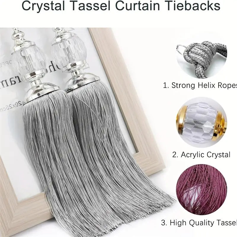 rubans rideaux pompons gris doré texture tissée classique élégants accessoire voilure moderne
