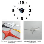 horloge murale moderne aiguille led transparente effet miroir noir argenté doré blanc minimaliste facile