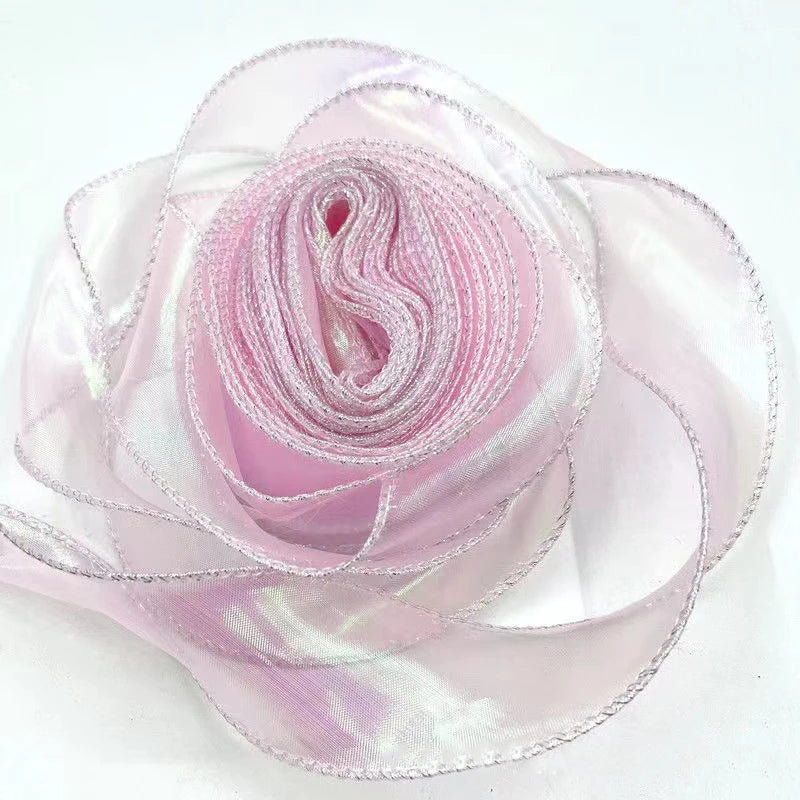 ruban organza holographique moderne blanc rose violet bleu orange 10 yards translucide