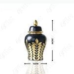 vase moderne noir or blanc feuilles texture rugueuse hydroponique fleurs séchées artisanal