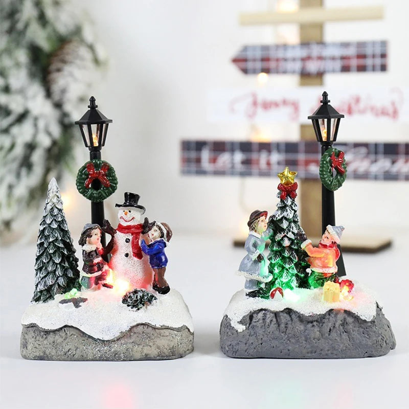 décoration noël figurine bonhomme neige enfants sapins guirlande lanterne blanc hiver traditionnelle chambre salon