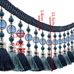 franges perlées bicolores tissu décoratif rideau bordure élégante tressées turquoise bleu rose