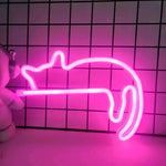néon mural chat forme bleu rose moderne veilleuse lumineuse décoration intérieure cadeauOpaque