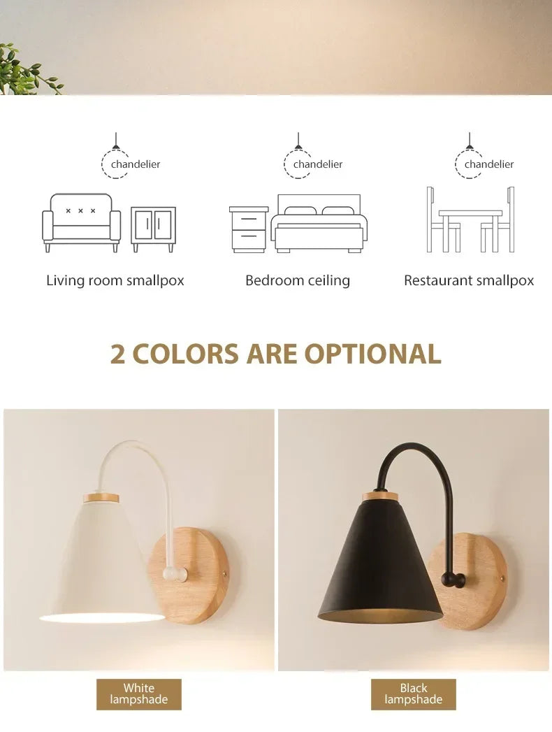 applique murale moderne bois blanc noir éclairage quotidien minimaliste fixée mur led chambre cuisine