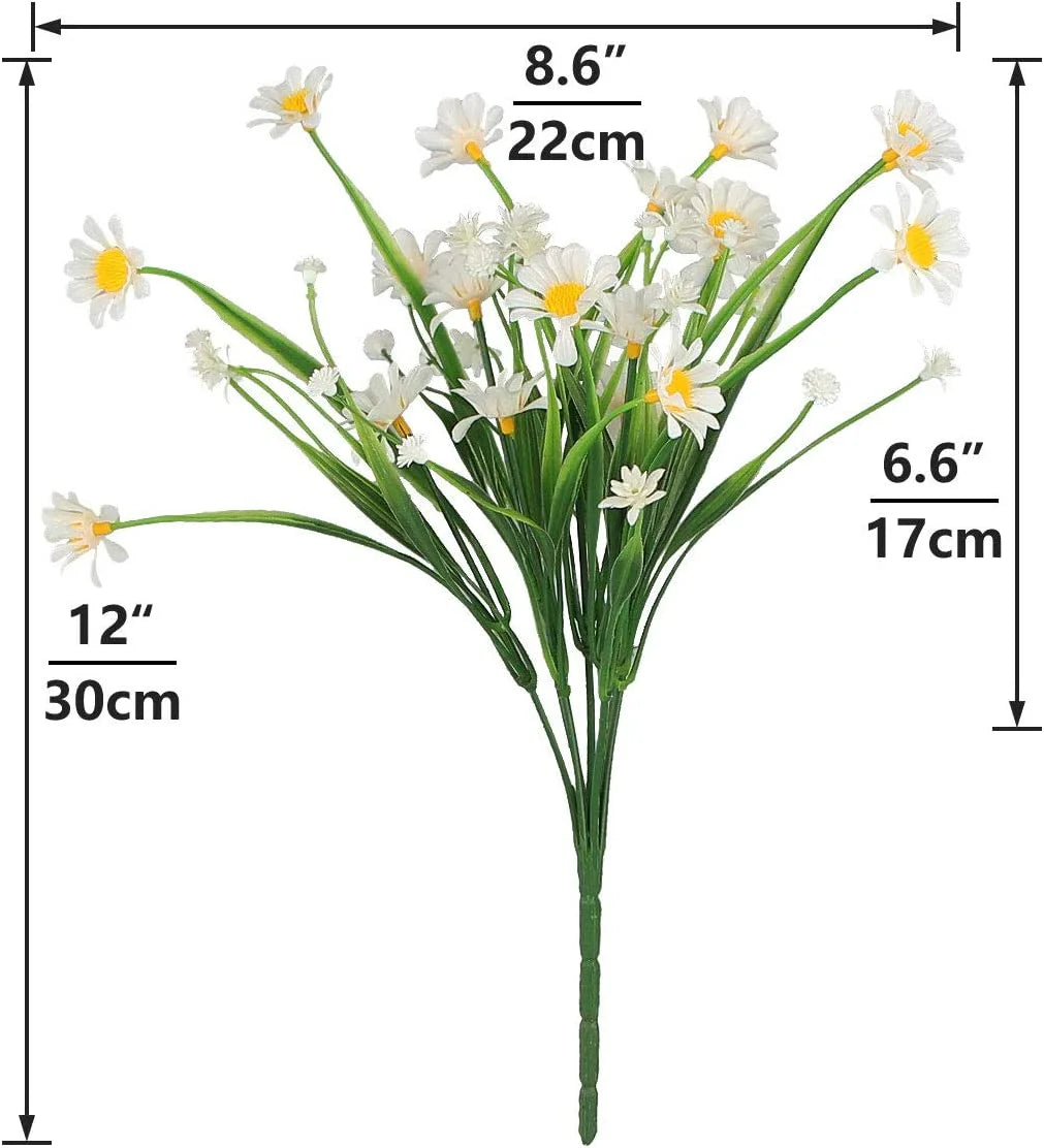 décoration extérieure bouquet artificiel fleurs simples feuilles vertes moderne blanc vert