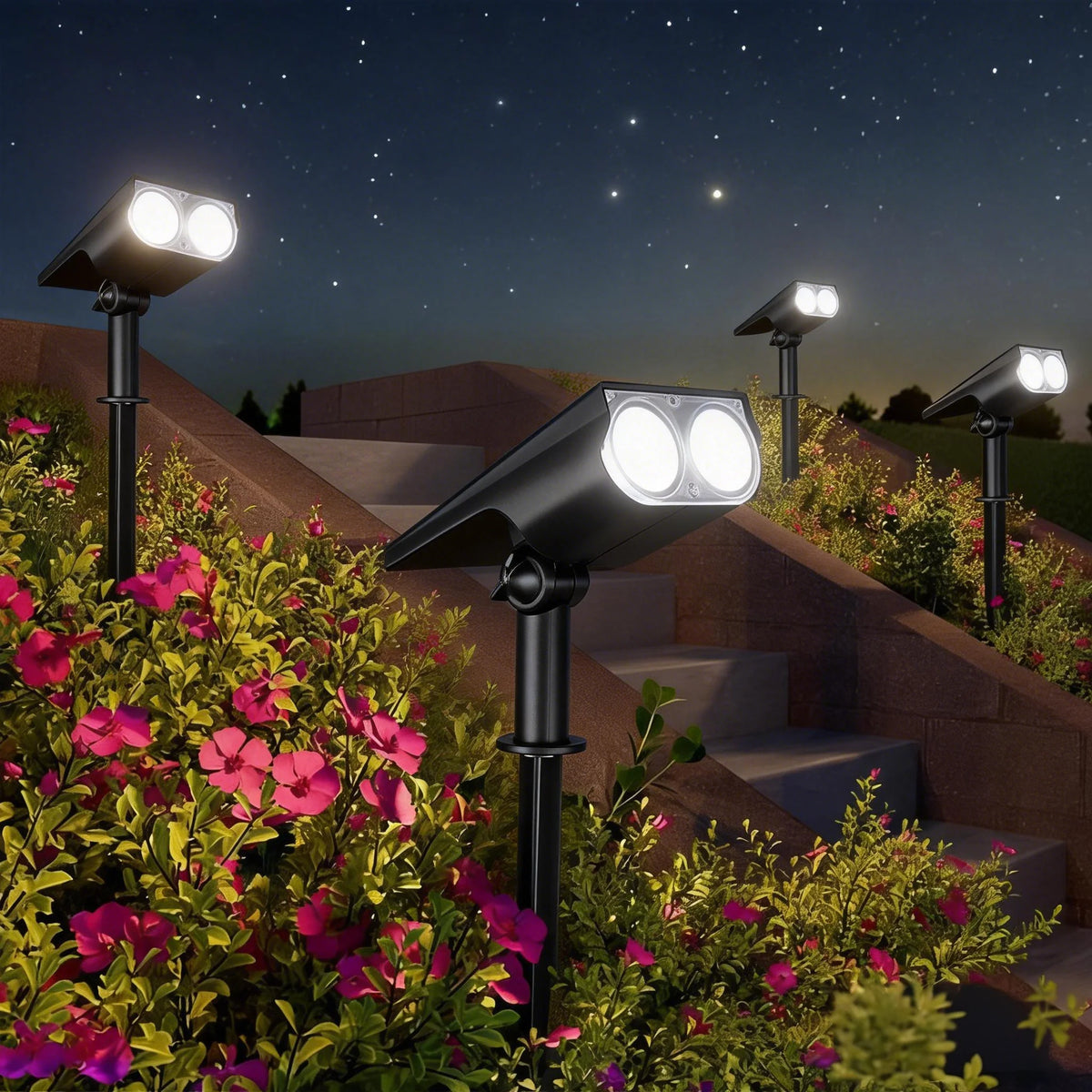projecteur solaire led moderne étanche noir change couleur piquet flux lumineux faible jardin patio