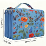 boîte crayons fleurs papillons zips 200 trous tissu polyestère moderne bleu vertclair