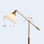 lampe sol moderne or bois ampoule e27 plissée base circulaire hauteur 125cm