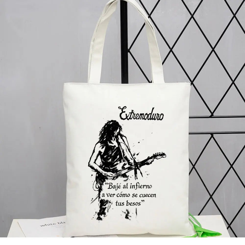 sac main toile imprimé cartoonesque noir blanc moderne minimaliste poignées