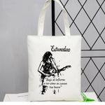 sac main toile imprimé cartoonesque noir blanc moderne minimaliste poignées