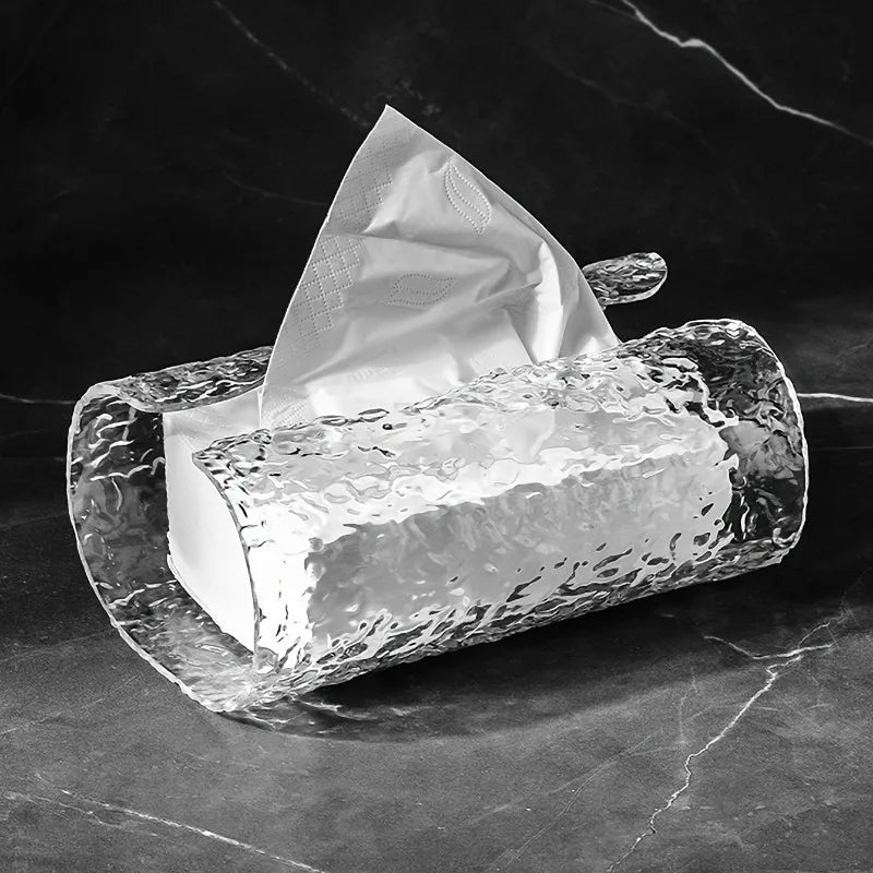 porte serviettes transparent effet écorce texture rugueuse mouchoirs papier moderne salle bain