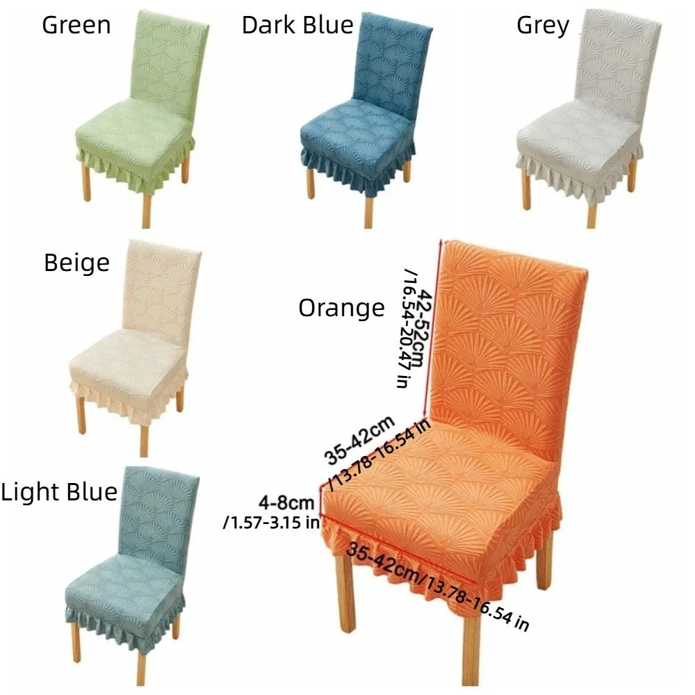 Housse chaise moderne feuilles stylisées beige orange vert bleu foncé gris bleu clair polyester