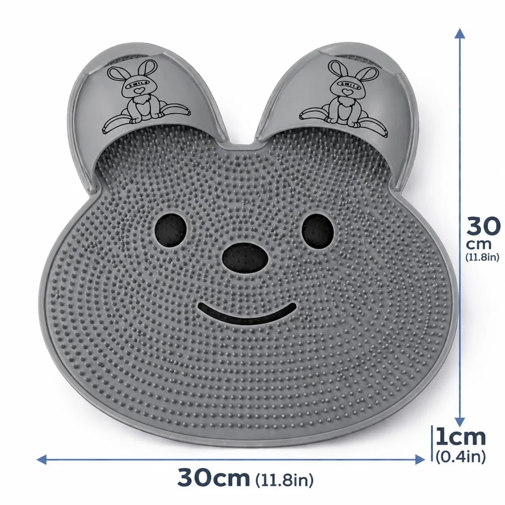 tapis bain antidérapant texturé motif sourire lapin ventouses adhésion bain douche exfoliation massage pieds