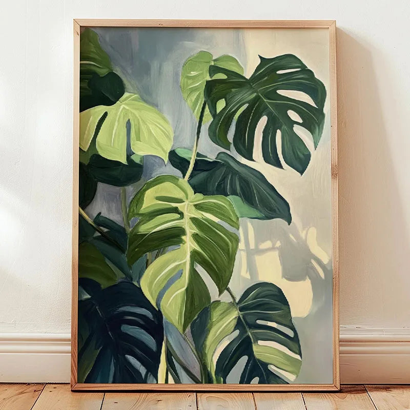 affiches art botaniques illustrations feuilles tropicales moderne intérieur salon chambre verte