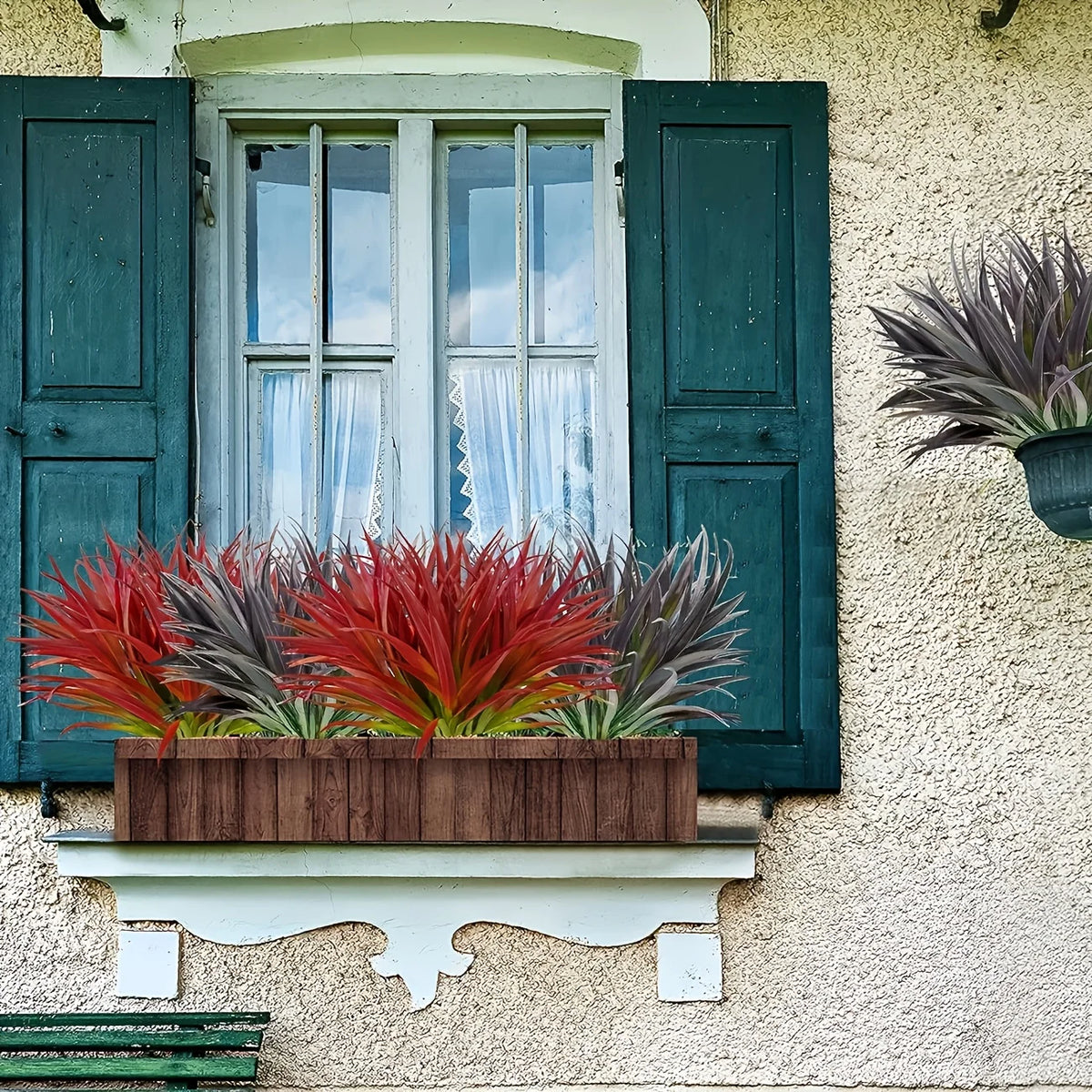 plantes artificielles herbe fine extérieures modernes vert rouge violet pièces