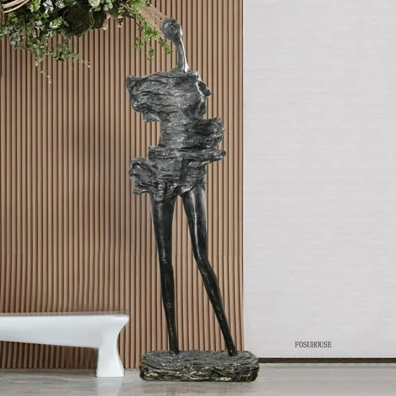 sculptures humaines modernes texture rugueuse noir gris beigeclair abstrait minimalisteDecorationIntérieureSculptureFigurinesHumainesStylisées