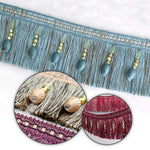 ruban franges dorées bleu clair gris vert beige marron rouge decoratif polyester 11cm