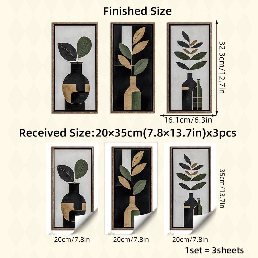 décoration murale moderne fleurs stylisées vases autocollants muriaux multicolores