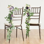 guirlandes florales artificielles roses feuilles vertes mariage romantique extérieur violet blanc bleu