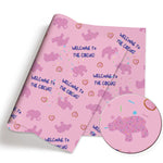 tissu bohème imprimé dessins animés humour violet bleu gris coton polyester serviettes enfants patchwork