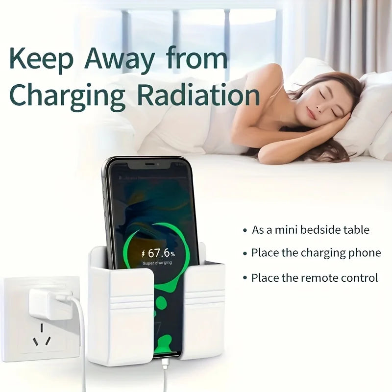 support mural smartphone chargeur adhésif blanc moderne minimaliste cable usb