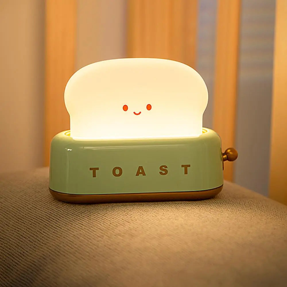 lampe table forme toast vert pastel grille souriant vintage mignonne rechargeable notice câble usb