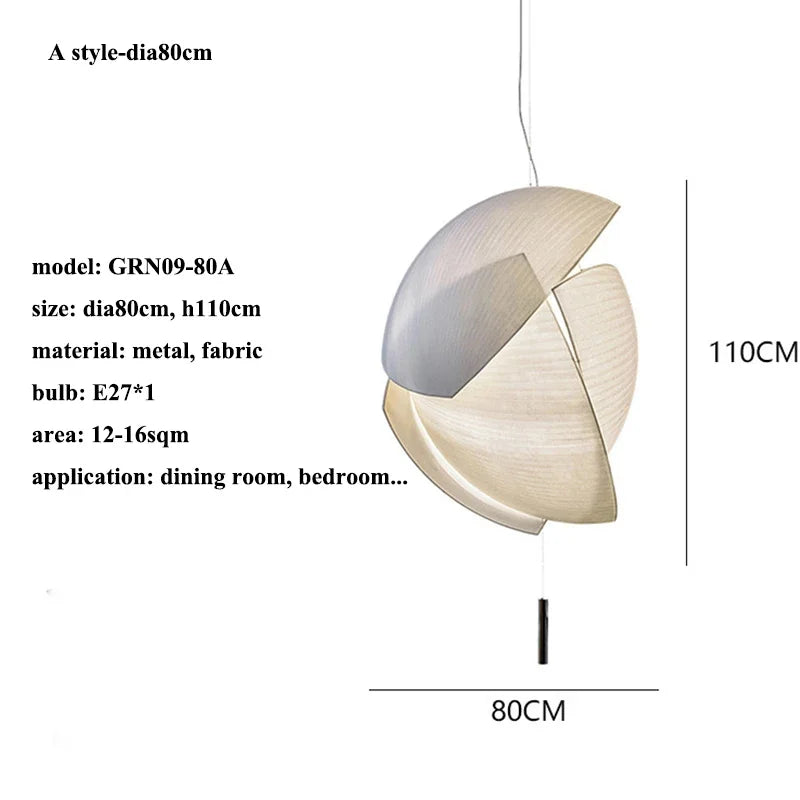 lampe suspendue moderne blanche rayures fines tissu opaque salon chambreôtel pendentif cordon assemblage