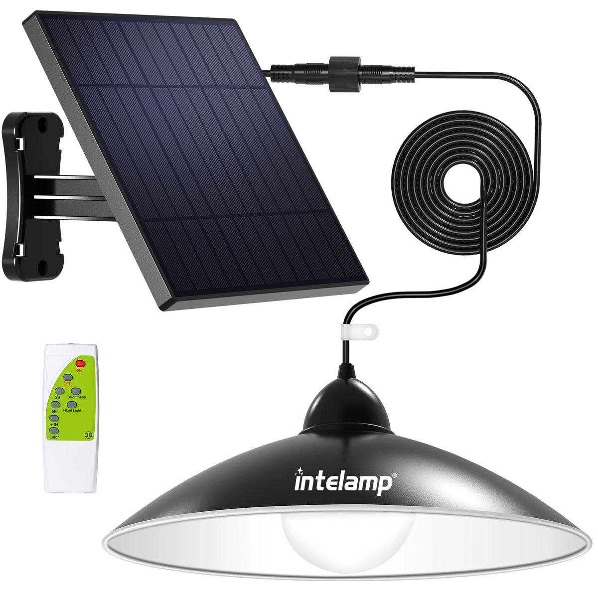 lampe solaire moderne télécommande panneau photovoltaïque noir ip65 led clips minimalisteextérieurintérieur