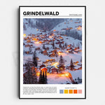 Paysage hivernal pittoresque de Grindelwald, village suisse des Alpes bernoises recouvert de neige, avec ses maisons illuminées offrant une atmosphère chaleureuse et accueillante.