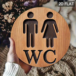 décoration murale panneau wc bois naturel silhouette humaine 2d flat 20x20cm