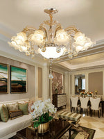lustre doré cristal fleurs classique baroque salon encastrée led 2000lm 82000lm