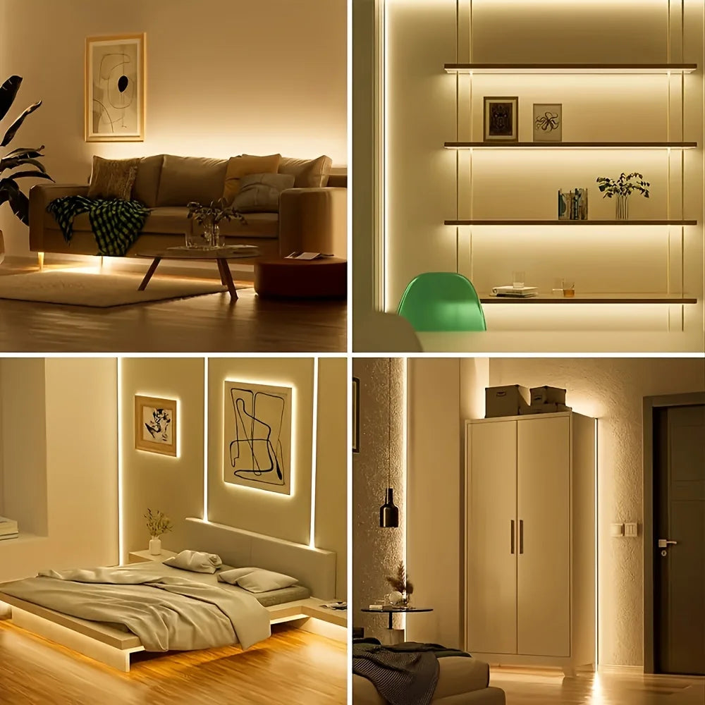 ruban led flexible blanc haute luminosité adhésif usb découplable moderne decoration murale salon